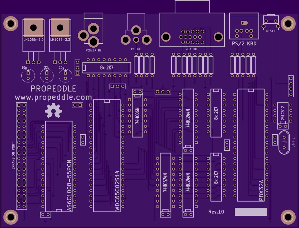 This is OSHPark's rendition of the Propeddle Rev. 10 PCB.