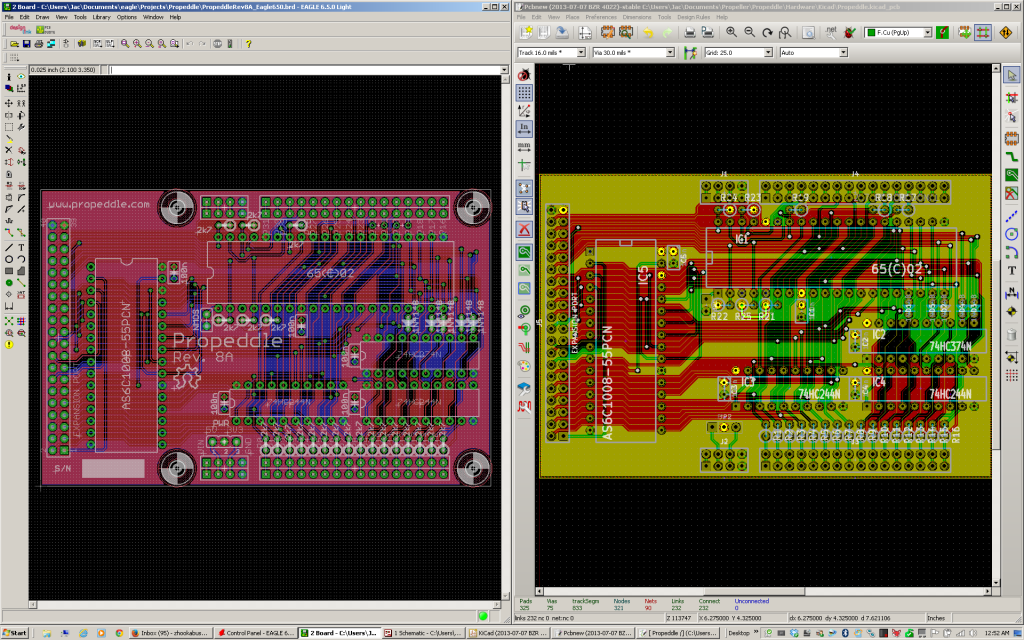 Propeddle PCB design in Eagle vs. Kicad